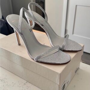 Black Suede Studio Rhinestone Heels